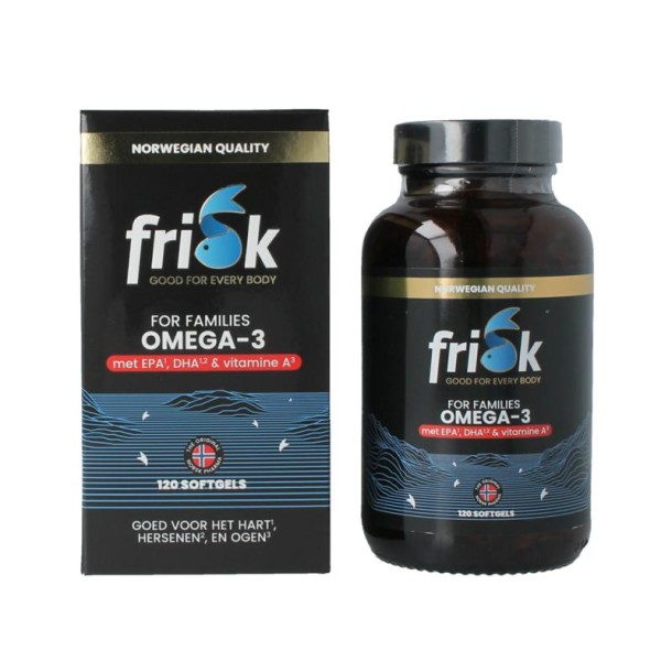 Frisk Omega 3 gezin – visolie met DHA & D3 (120 Softgels)
