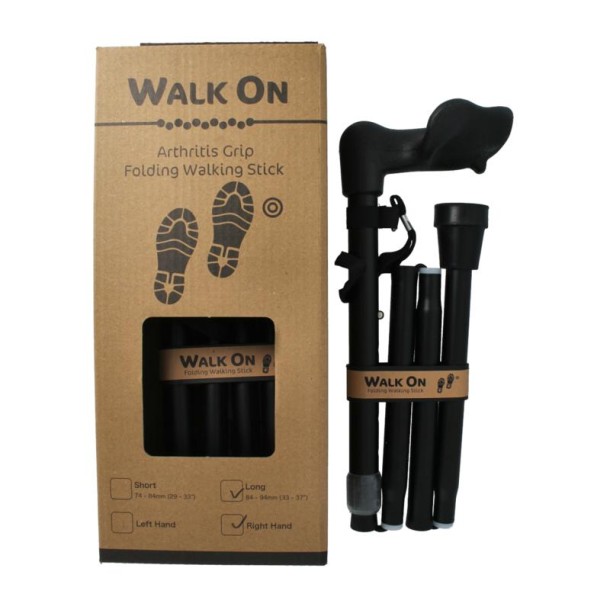 Able 2 Wandelstok anatomisch opvouw zwart mat rechts (1 Stuks)