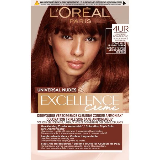 L'Oréal Paris Excellence Universal Nudes Permanente Haarverf 4UR Middenrood 