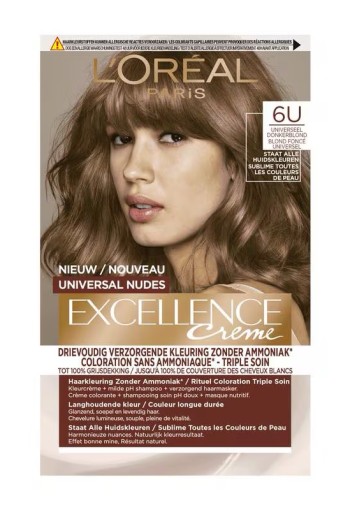 L'Oréal Paris Excellence Universal Nudes Permanente Haarverf 6U Donkerblond