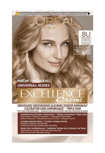 L'Oréal Paris Excellence Universal Nudes Permanente Haarverf 8U Lichtblond