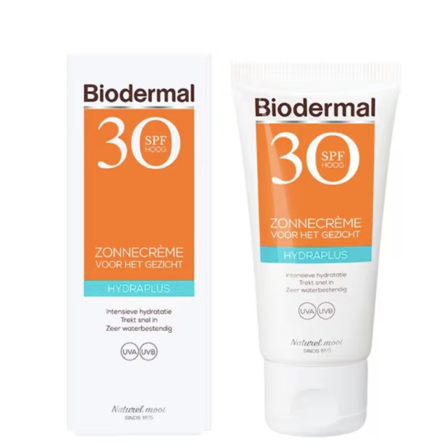 Biodermal Hydraplus SPF30 Zonnecrème voor het Gezicht