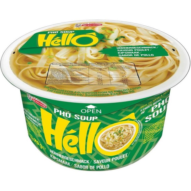 Hello Pho Instant pho soep kipsmaak glutenvrij (70 Gram)