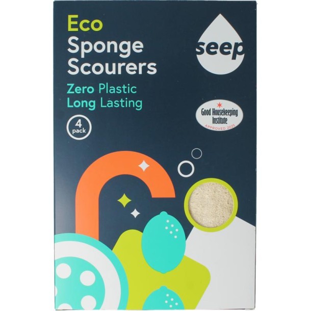 Seep Spons met schuurspons composteerbaar (4 Stuks)
