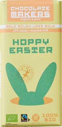 Chocolatemakers Hoppy easter melk bio (80 Gram)