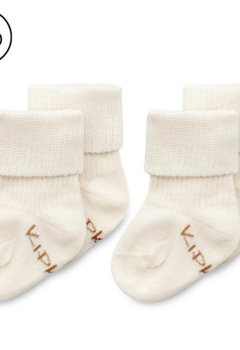 Kipkep Blijf baby sokjes newborn/ prematuur offwhite/wit (1 Paar)