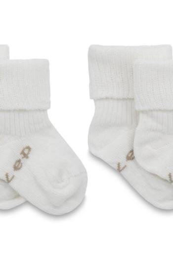 Kipkep Blijf baby sokjes 6-12 mnd offwhite/wit (2 Paar)
