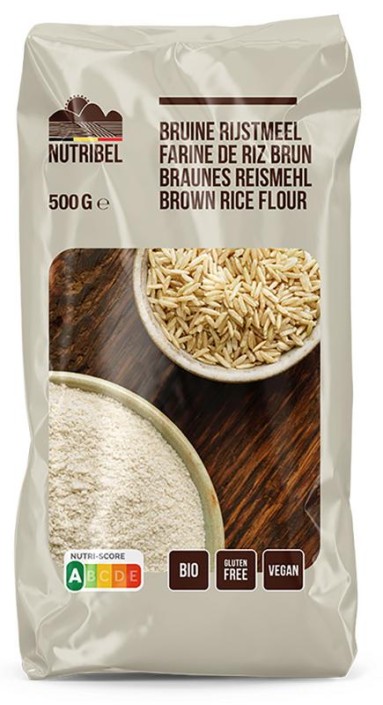 Nutribel Bruine rijstmeel glutenvrij bio (500 Gram)