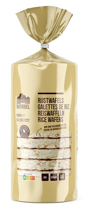Nutribel Rijstwafels zonder zout glutenvrij bio (100 Gram)