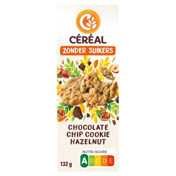 Cereal Chocolate chip cookies hazelnut zonder suikers (130 Gram)