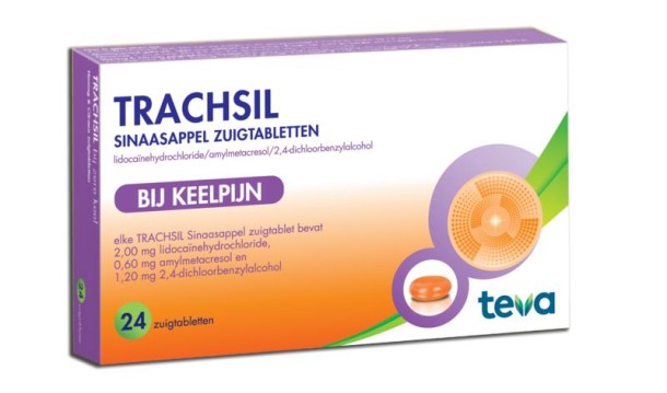 Teva Trachsil sinaasappel (24 Zuigtabletten)