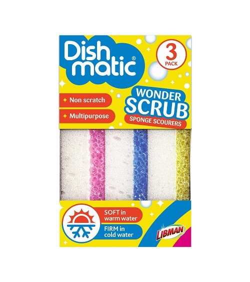 Dishmatic Wonder scrub schuursponzen krasvrij 3-pack (1 Stuks)