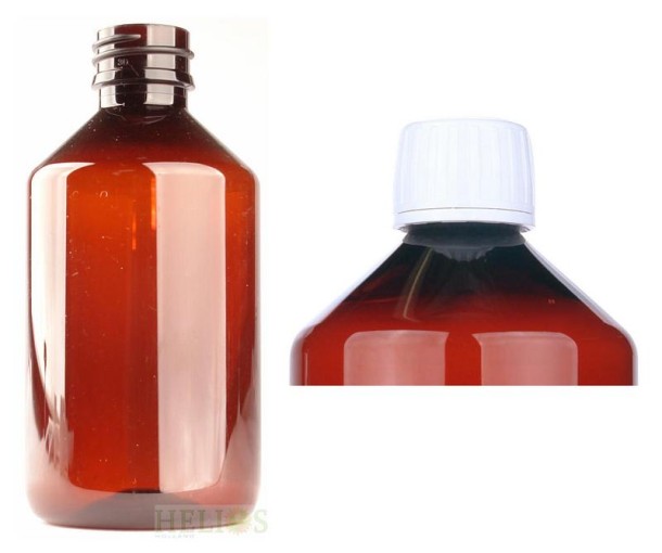 Helios Holland PET medicijnfles 500ml amber incl witte dop (9 Stuks)