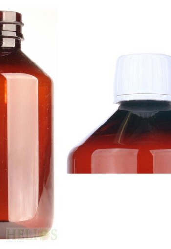 Helios Holland PET medicijnfles 500ml amber incl witte dop (9 Stuks)