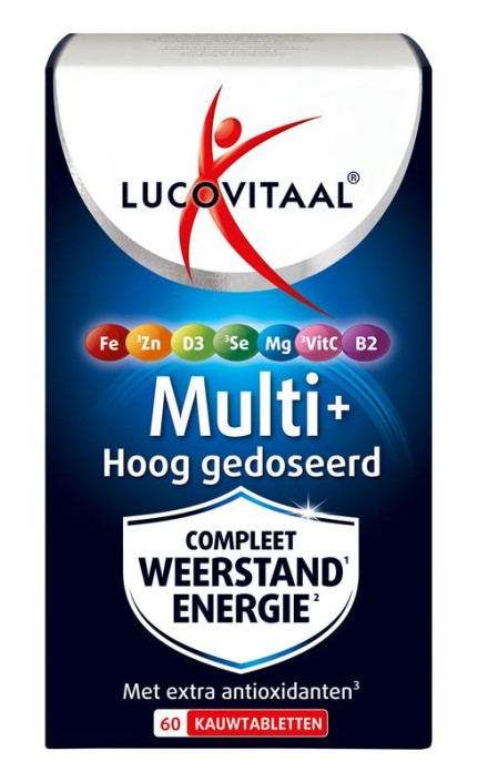 Lucovitaal Multi+ weerstand hoog gedoseerd (60 Kauwtabletten)