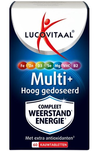 Lucovitaal Multi+ weerstand hoog gedoseerd (60 Kauwtabletten)