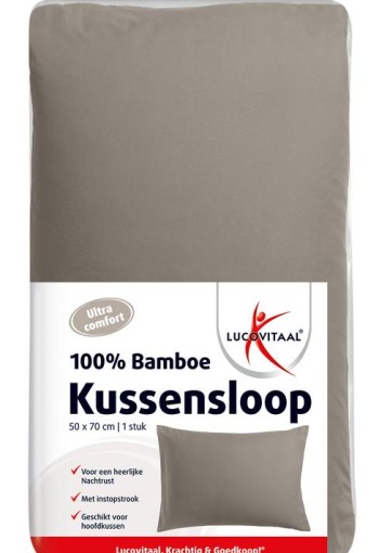 Lucovitaal Kussensloop bamboo taupe 50x70 (1 Stuks)