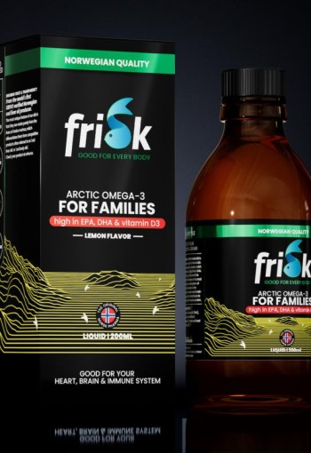 Frisk Omega 3 gezin citroen – visolie met DHA & D3 (200 Milliliter)