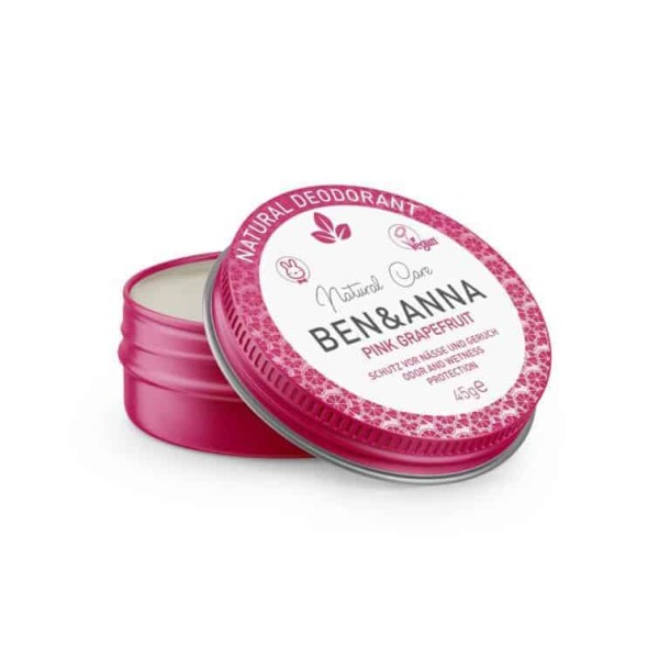 Ben & Anna Natural deodorant creme pink grapefruit blikje (45 Gram)