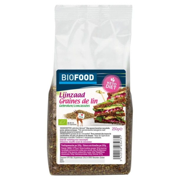 Damhert Lijnzaad gebroken bio (250 Gram)