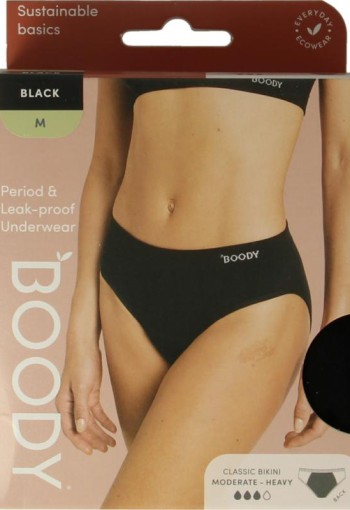 Boody Menstruatieondergoed bikinislip zwart norm/hevig M (1 Stuks)