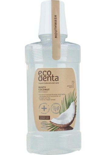 Ecodenta Mondwater munt kokos bio (250 Milliliter)