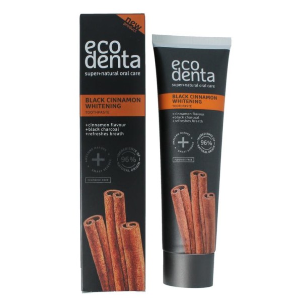 Ecodenta Tandpasta whitening kaneel black line (100 Milliliter)