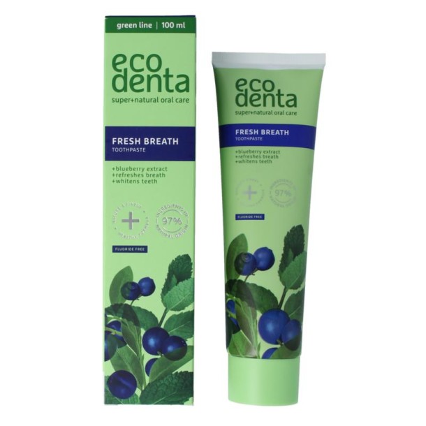 Ecodenta Tandpasta fresh breath bosbessenextr green line (100 Milliliter)