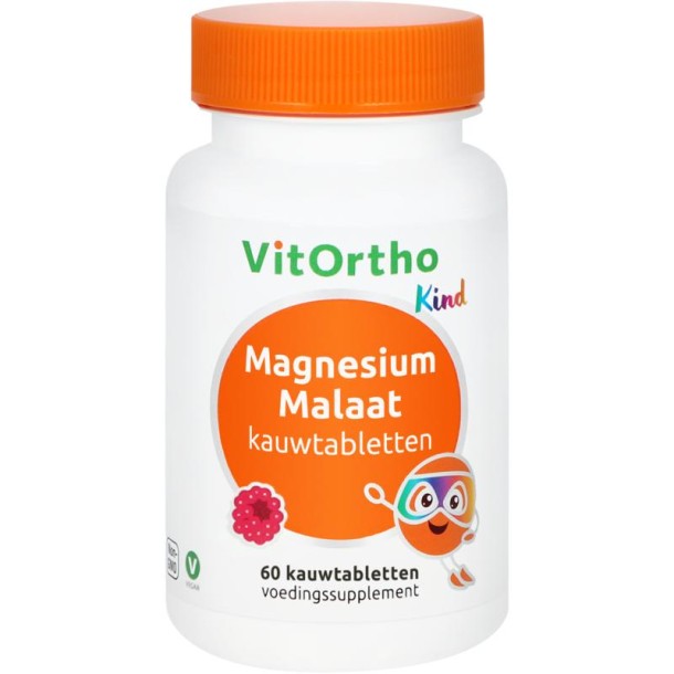 Vitortho Magnesium malaat kind (60 Kauwtabletten)