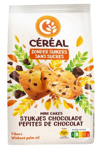 Cereal Mini cakes met stukjes chocolade zonder suikers (196 Gram)