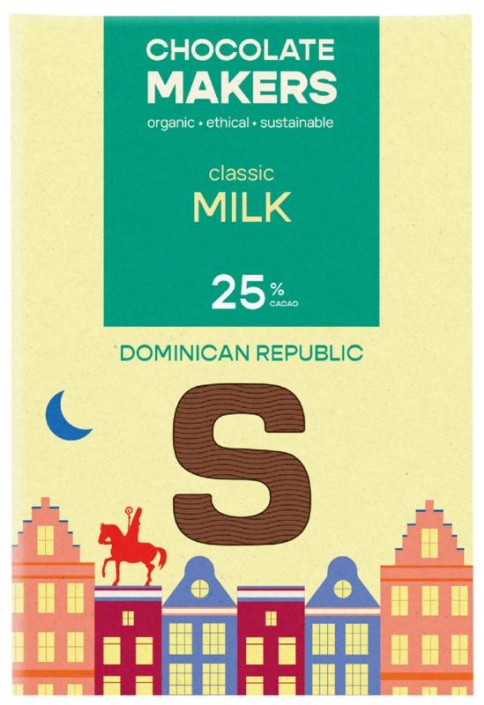 Chocolatemakers Sintletter melkchocolade 25% bio (100 Gram)