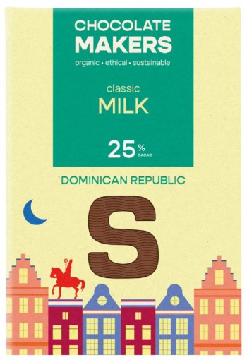 Chocolatemakers Sintletter melkchocolade 25% bio (100 Gram)
