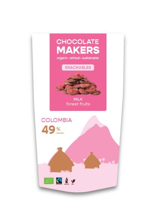 Chocolatemakers Snackable melk 49% met bosvruchten bio (100 Gram)