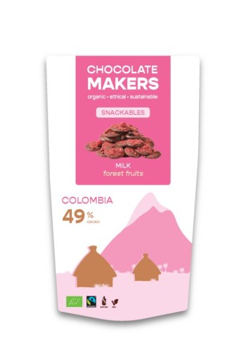 Chocolatemakers Snackable melk 49% met bosvruchten bio (100 Gram)