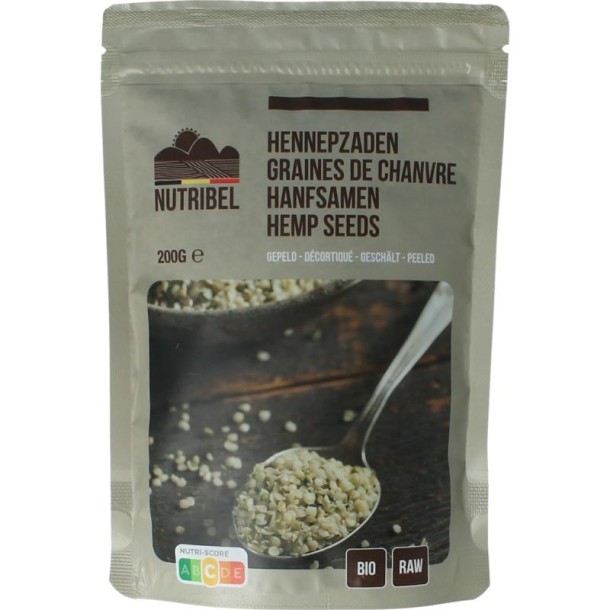 Nutribel Hennepzaad gepeld raw bio (200 Gram)
