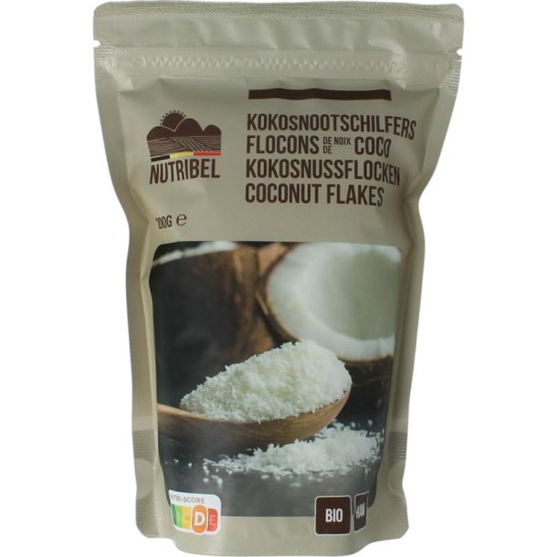 Nutribel Kokosnoot schilfers raw bio (200 Gram)