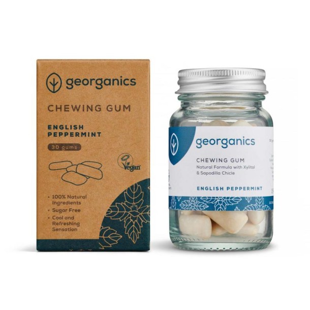 Georganics Chewing gum English peppermint (30 Stuks)