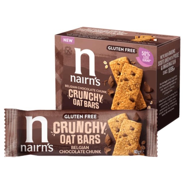 Nairns Crunchy oat bars chocolate Belgian glutenvrij (160 Gram)