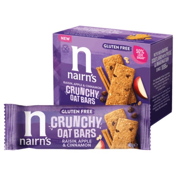 Nairns Crunchy oat bars raisin apple (160 Gram)