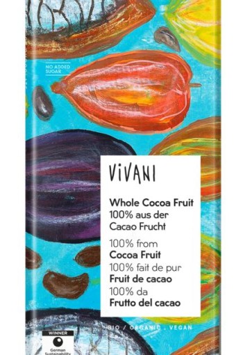 Vivani Chocolade puur whole cacao fruit bio (80 Gram)