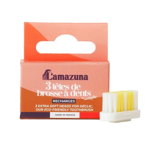 Lamazuna Set of 3 toothbrush heads soft S (1 set)