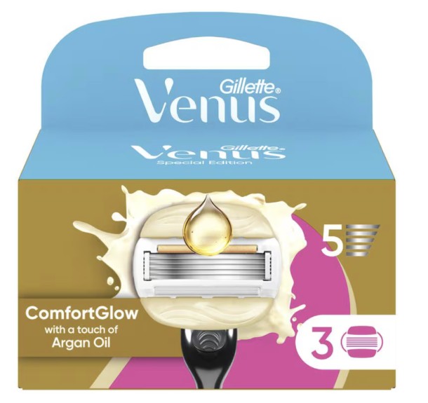 Gillette Venus Comfort Glow Argan Olie Navulmesjes 3 stuks