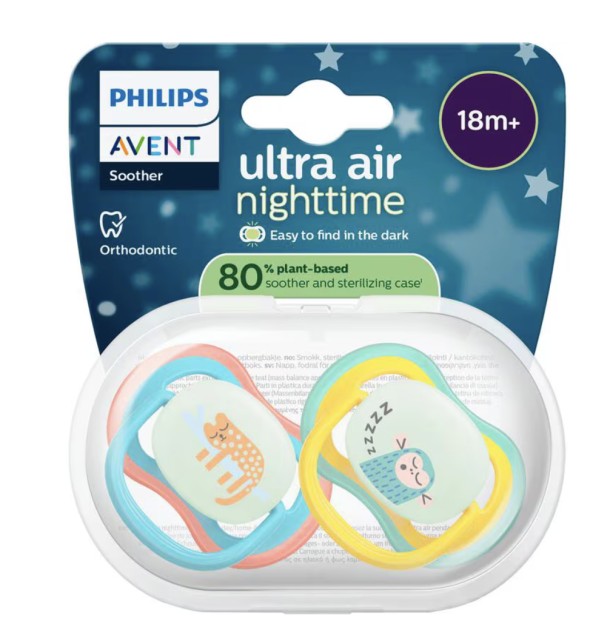 Philips Avent Fopspeen Ultra Air Night 18M+ Double Pack - SCF376/32
