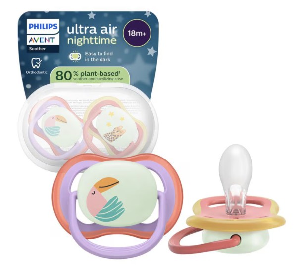 Philips Avent Fopspeen Ultra Air Night 18M+ Double Pack - SCF376/33