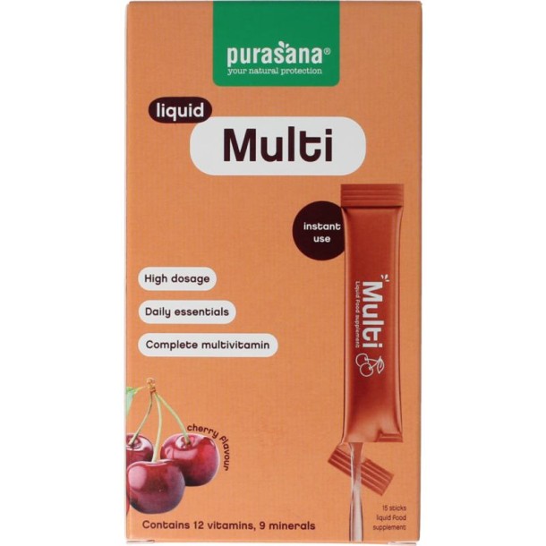 Purasana Multivit liquid gelstick 10ml (15 Stuks)
