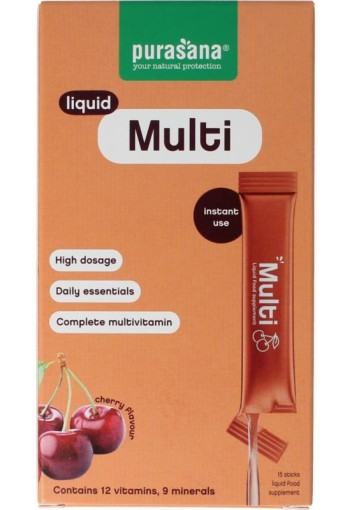 Purasana Multivit liquid gelstick 10ml (15 Stuks)