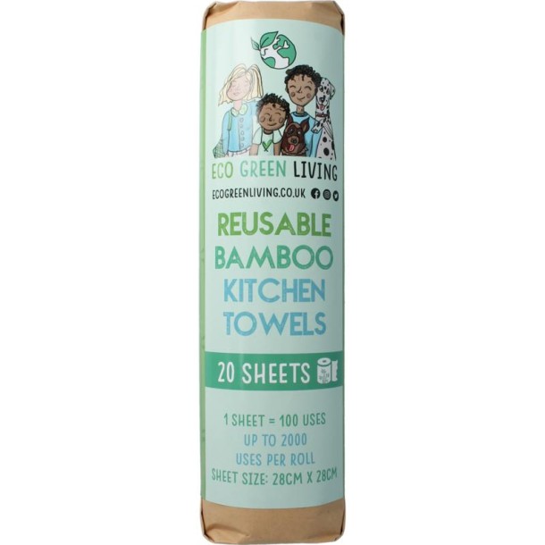 Eco Green Living Keukenrol bamboo 20 vellen (1 rol)