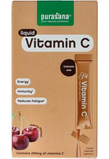Purasana Vitamin C liquid gelstick 10ml (15 Stuks)