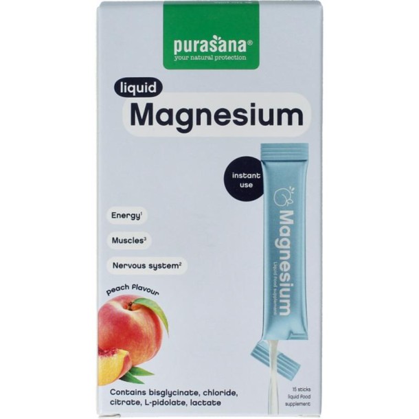 Purasana Magnesium liquid gelstick 10ml (15 Stuks)