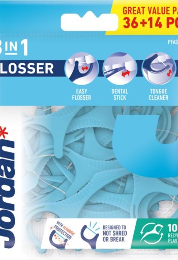 Jordan Flosser 3-in-1 36stuks+14 stuks gratis (50 Stuks)